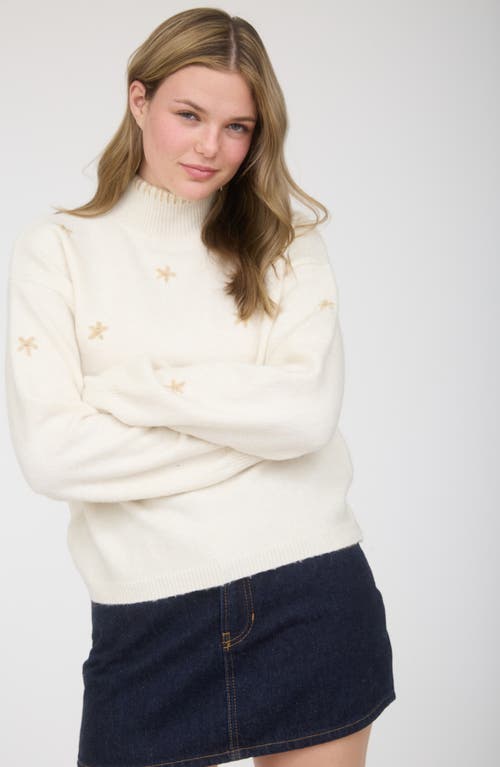 Blu Pepper Floral Mock Neck Sweater In White