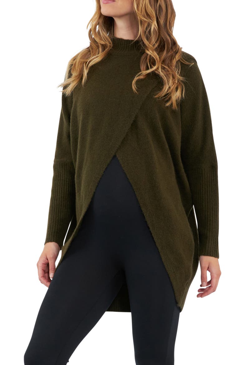 Hallie Maternity/Nursing Sweater, Main, color, KHAKI