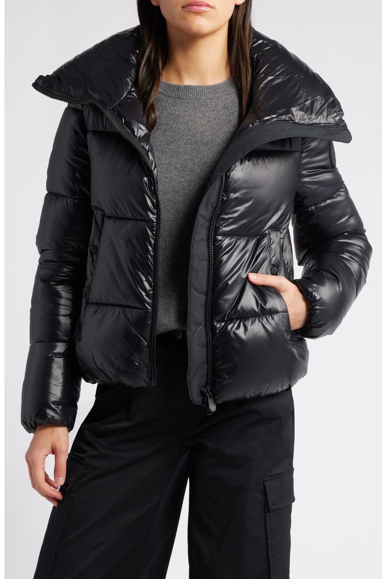 Isla Water Repellent Puffer Coat, Alternate, color, BLACK