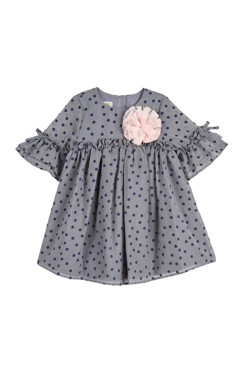 Laura Ashley Velvet Dot Chiffon Dress, Alternate, color,