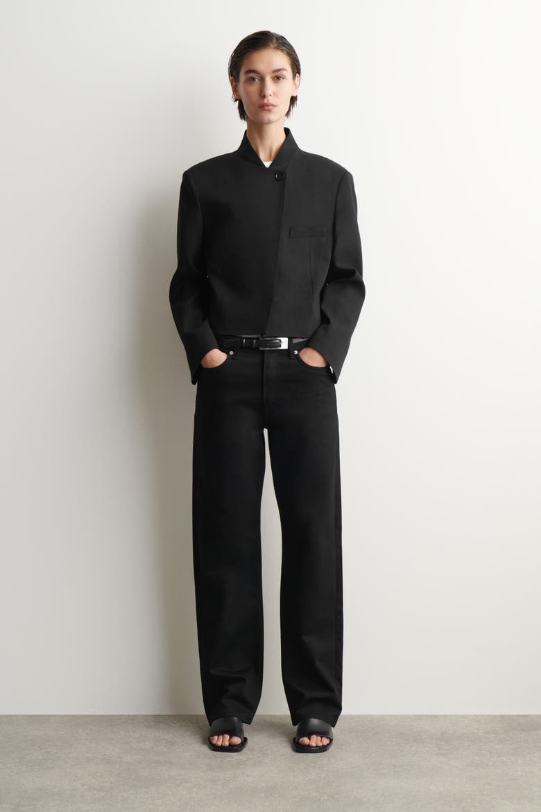 Chord Straight-Leg Jeans, Main, color, BLACK