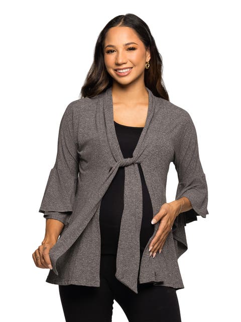 Tie Front Bell Sleeve Cardigan