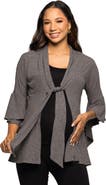 24seven Comfort Apparel Tie Front Bell Sleeve Cardigan