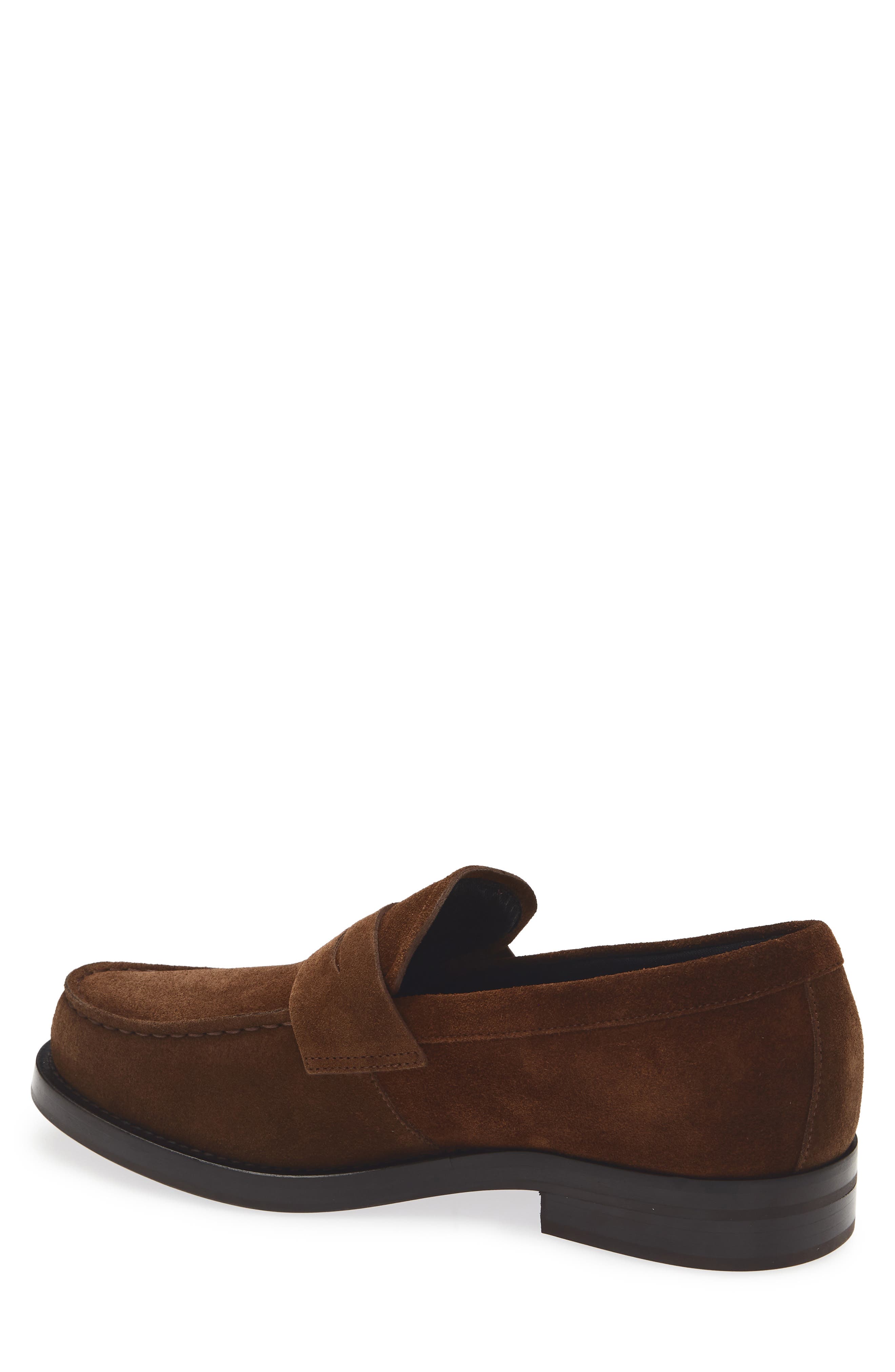 BOSS Dressletic Suede Penny Loafer, Alternate, color, Dark Brown