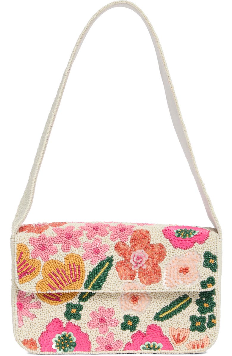 Collection XIIX Beaded Pop Floral Shoulder Bag, Main, color, Ivory Multi