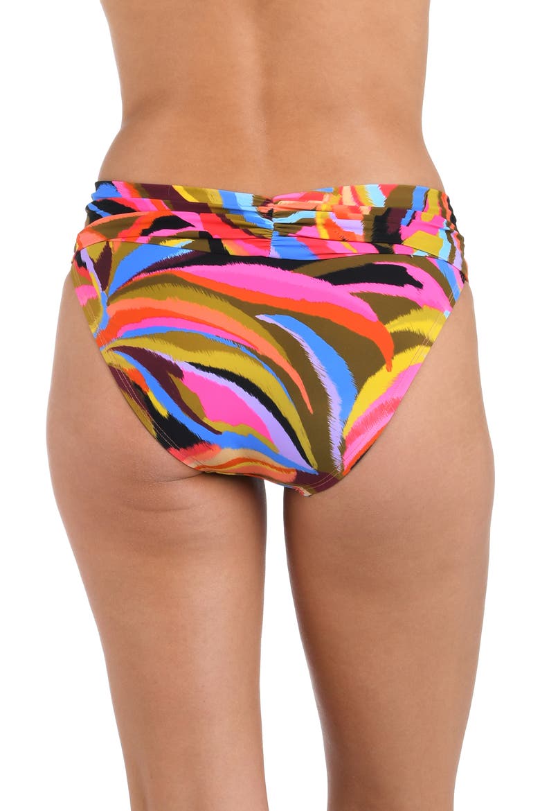 Tropic Waves Shirred Bikini Bottoms, Alternate, color, PINK