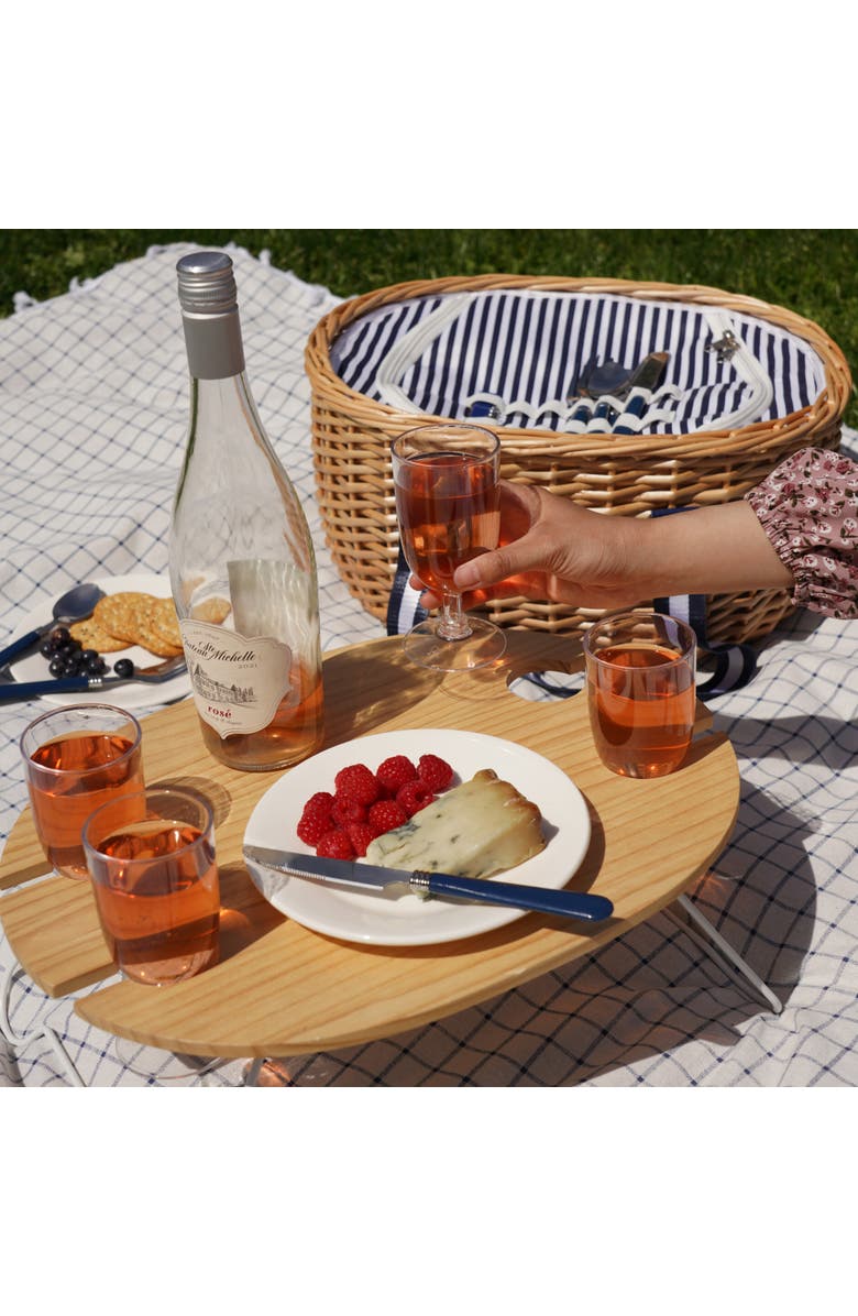 TWINE Central Park Willow Picnic Basket Set for Four, Alternate, color, Brown