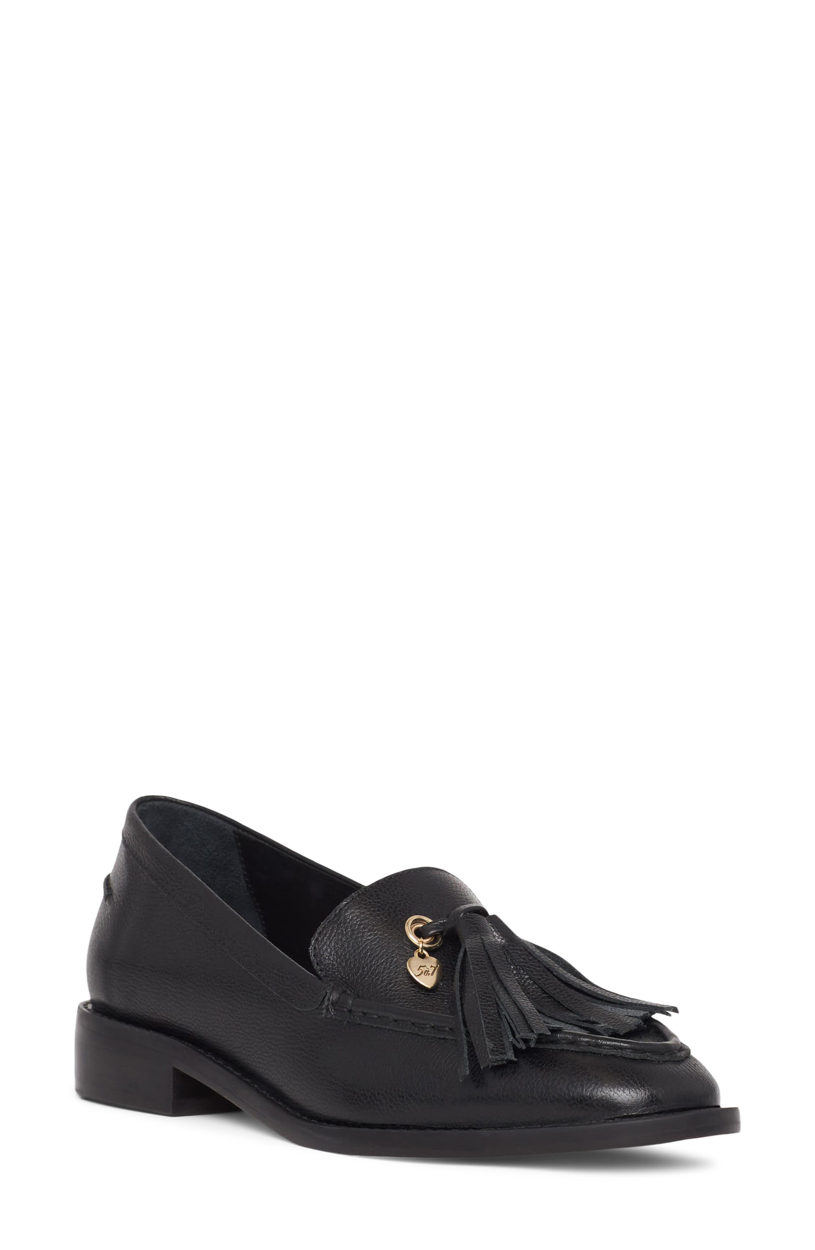 Cinq à Sept Remi Tassel Leather Loafer, Main, color, Black