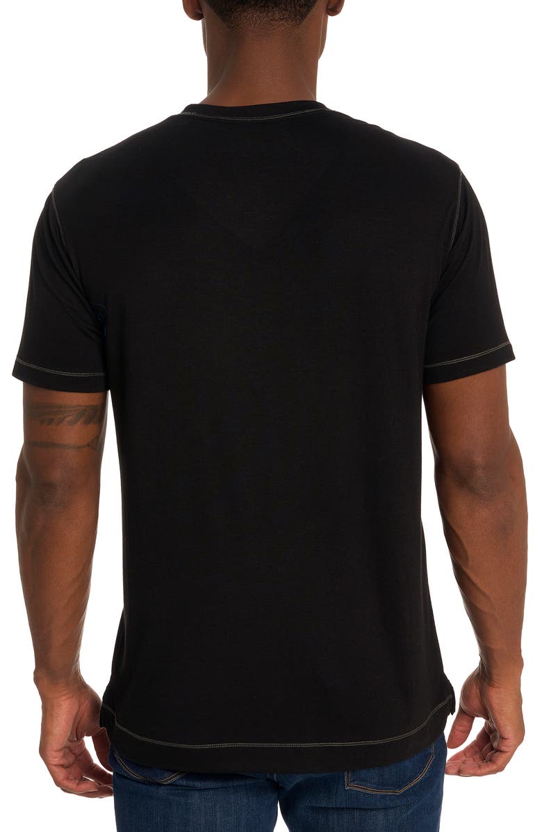 Robert Graham Eastwood V-Neck Cotton Blend T-Shirt, Alternate, color, Black