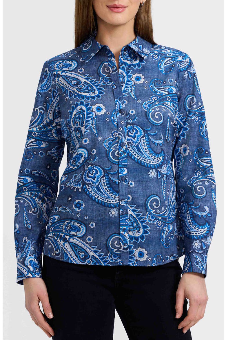 Hampton Paisley Print Cotton Poplin Button-Up Shirt, Main, color, BLUE MULTI