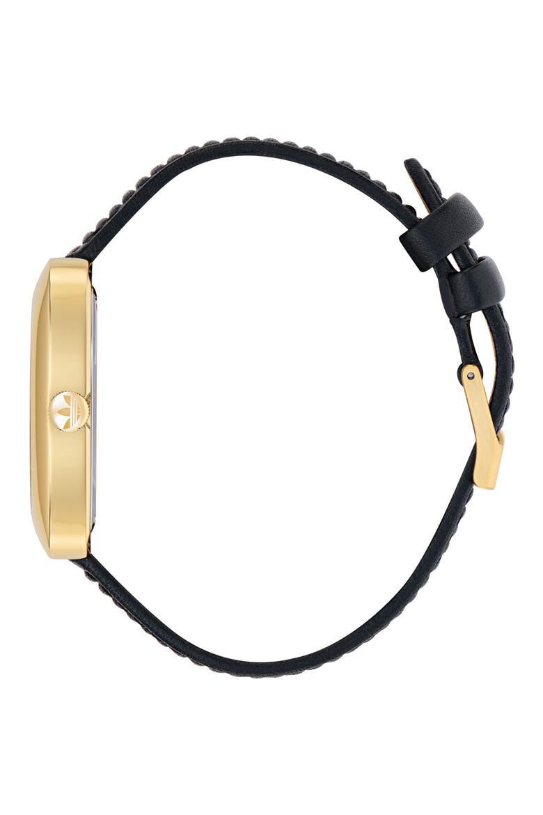 Retro Wave One Leather Strap Watch, 37mm, Alternate, color, GOLD/BLACK