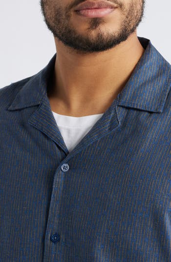 Atlas Stripe Linen Blend Camp Shirt
