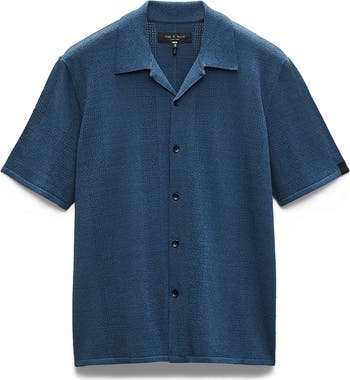 rag bone Zuma Pointelle Short Sleeve Knit Camp Shirt Nordstrom