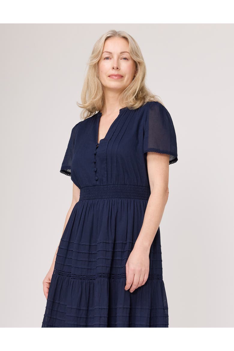 Petite Juniper Short Sleeve Midi Dress, Alternate, color, Navy