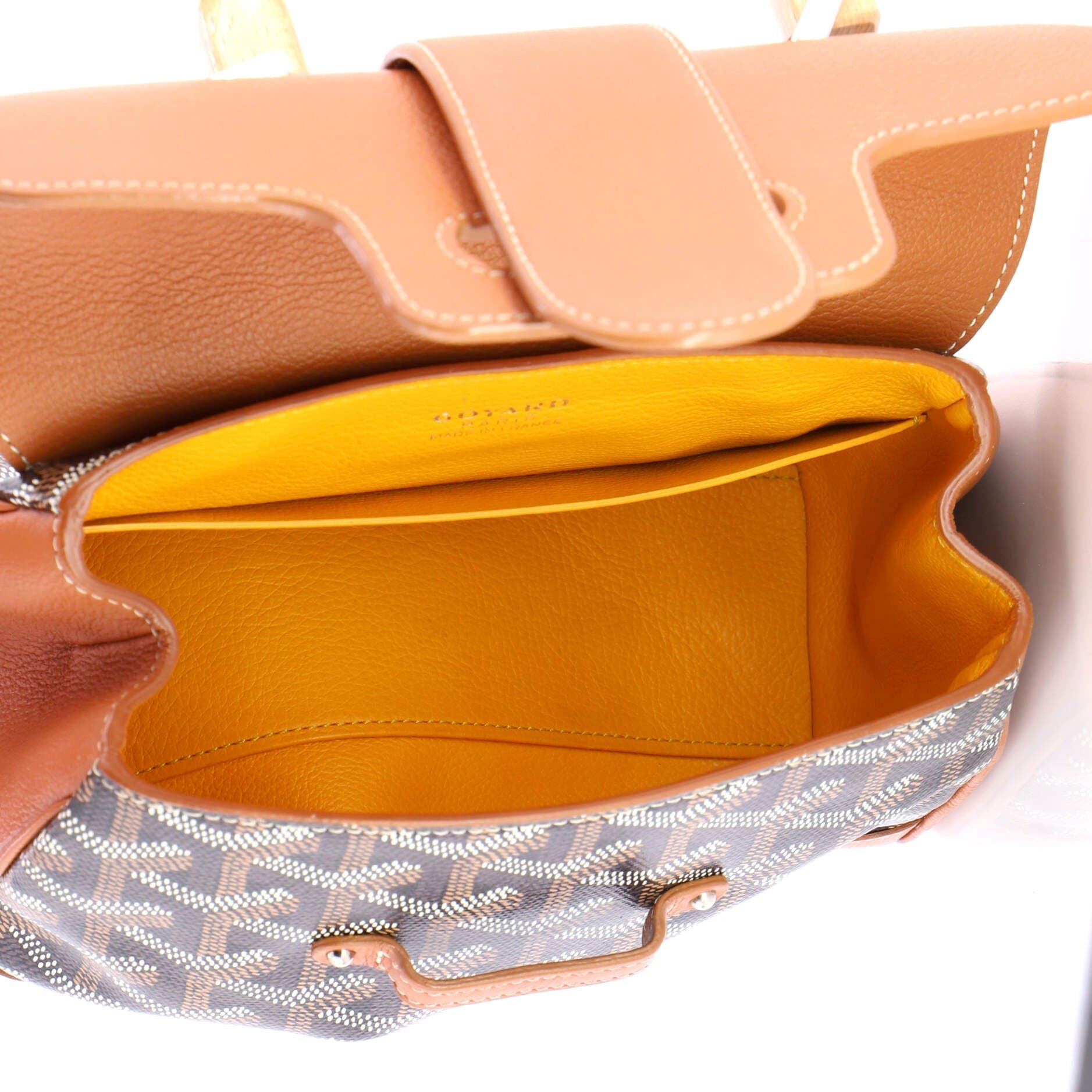 Pre-Owned Goyard Saigon Top Handle Bag Coated Canvas with Leather Mini, Alternate, color, Brown