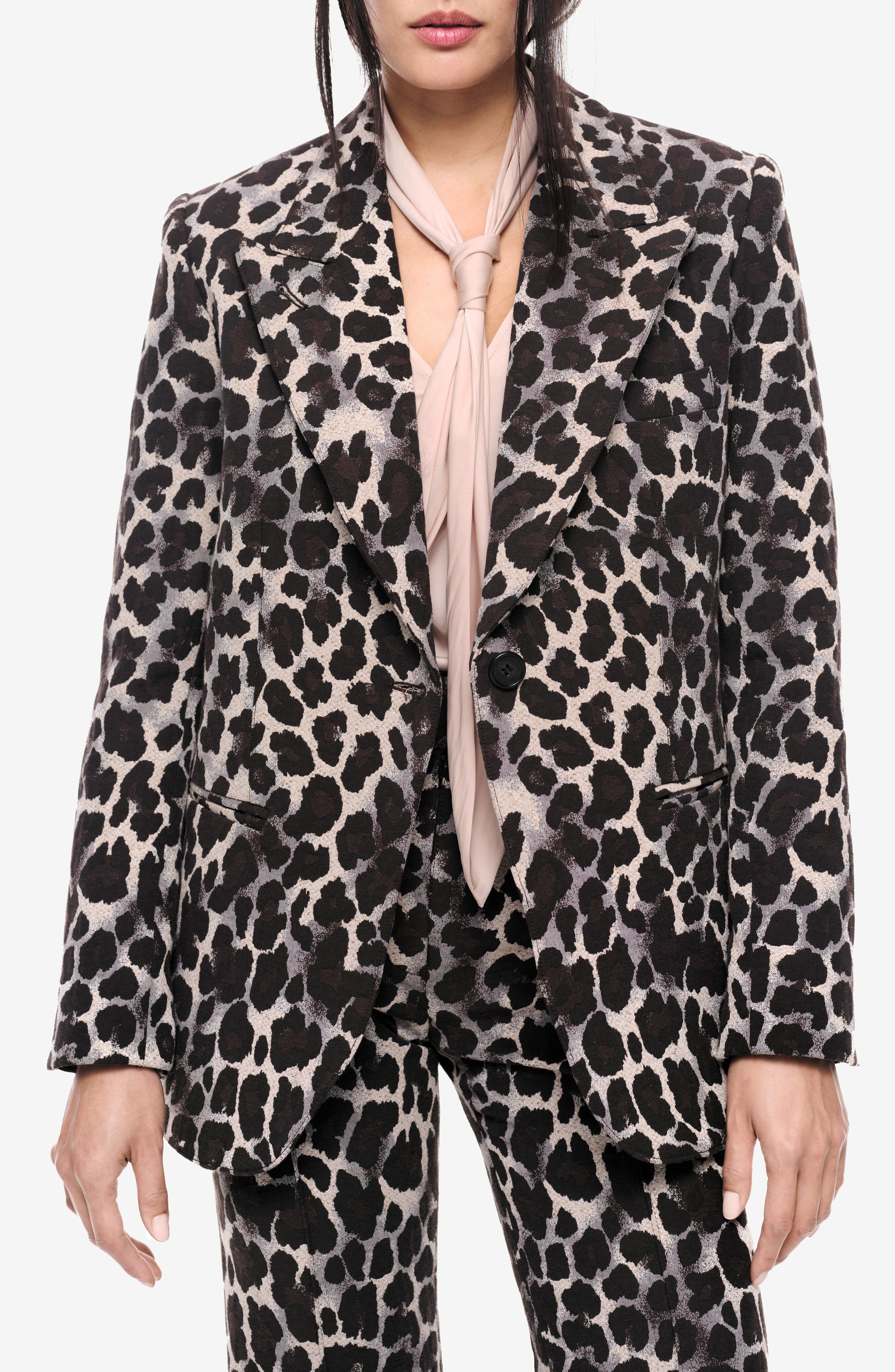 Smythe Leopard Jacquard Cotton Blend Blazer