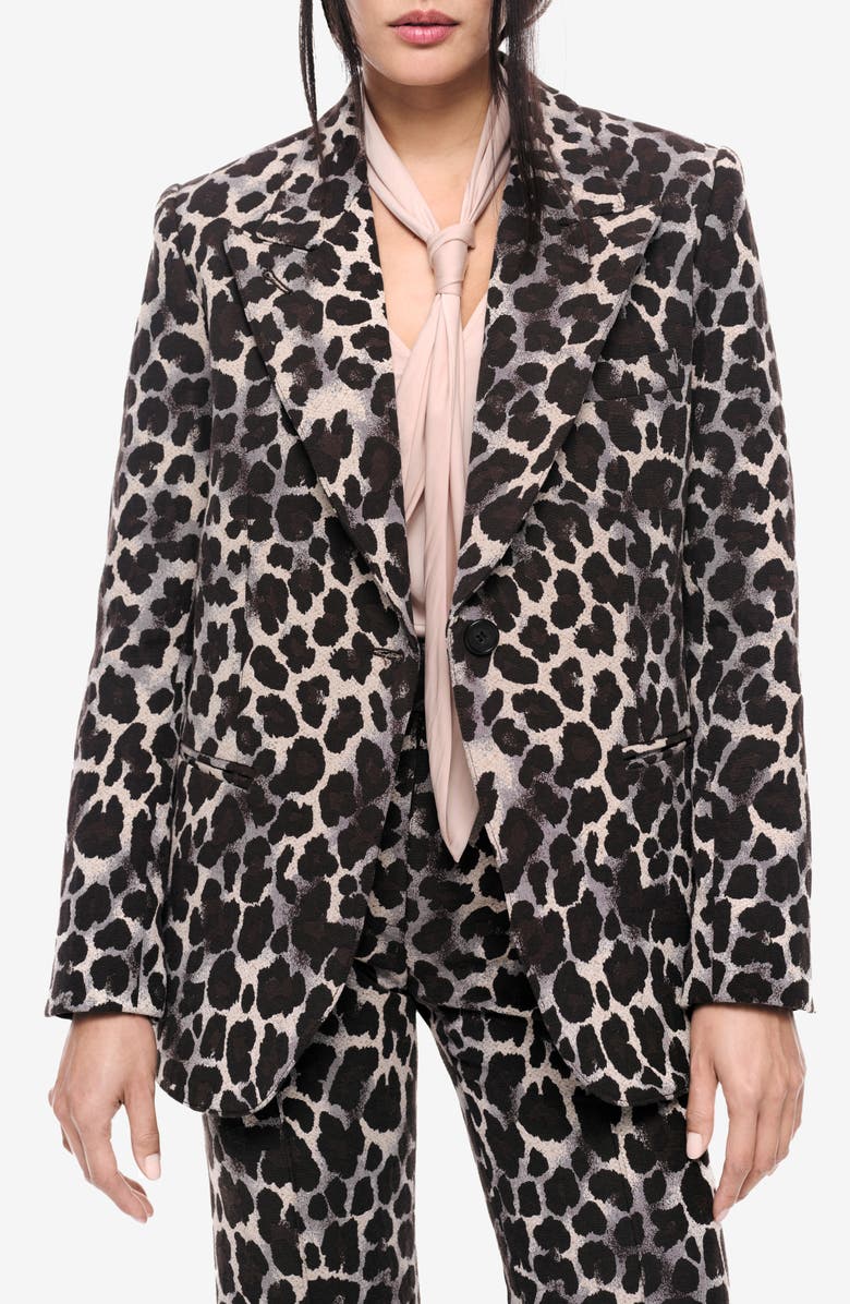 Smythe Leopard Jacquard Cotton Blend Blazer, Main, color, 