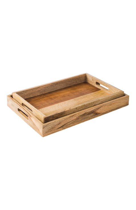 Rustic Elegance Two-Tone Serving Tray Set