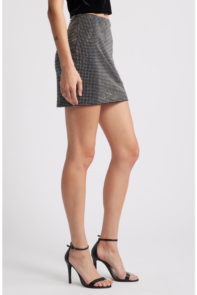 Crystal Stretch Cotton Miniskirt, Alternate, color, BLACK001