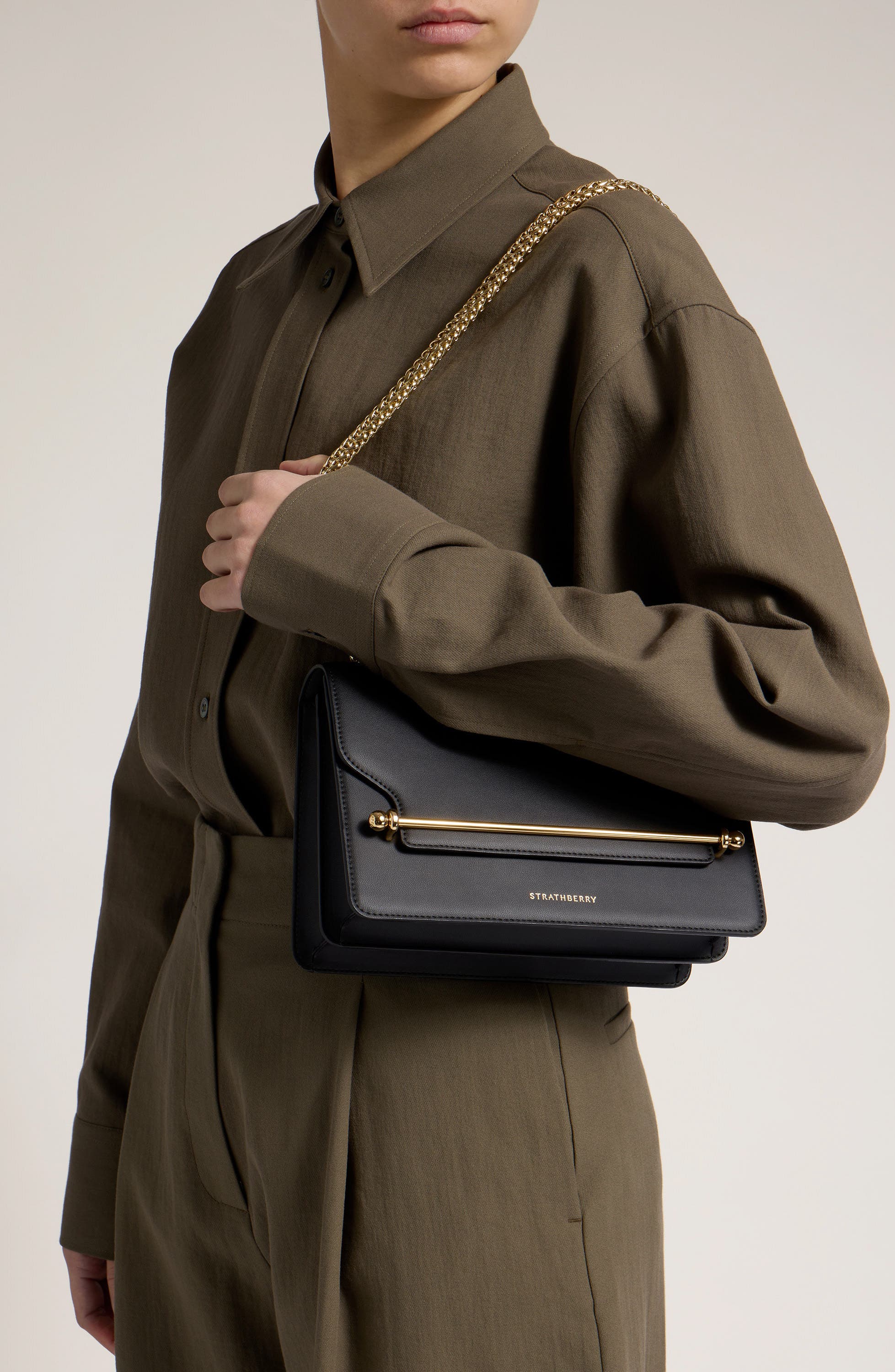 Strathberry East/West Leather Crossbody Bag, Alternate, color, 