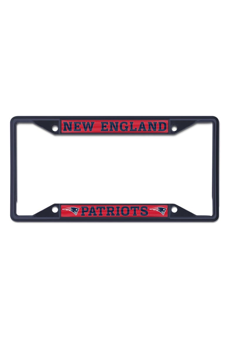 New England Patriots Chrome Color License Plate Frame, Main, color, Navy