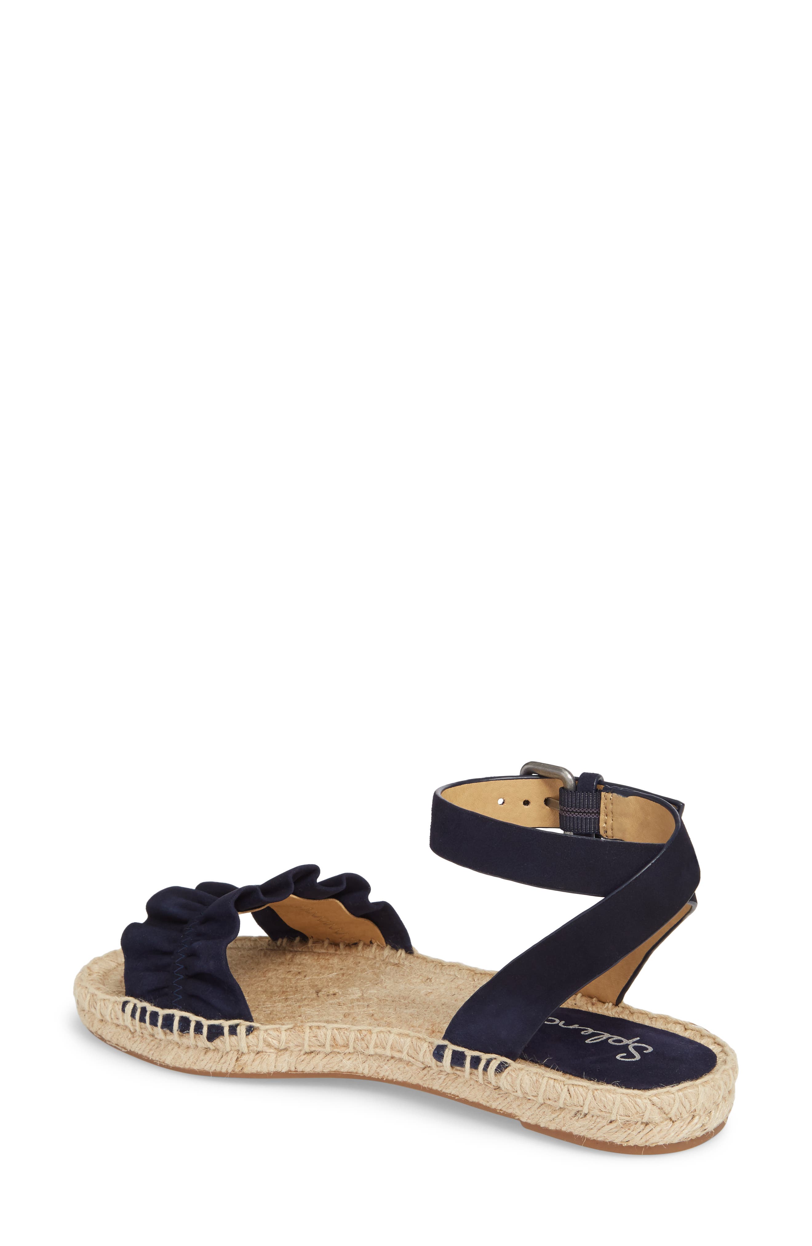 Becca Ruffled Espadrille Sandal, Alternate, color, NAVY SUEDE