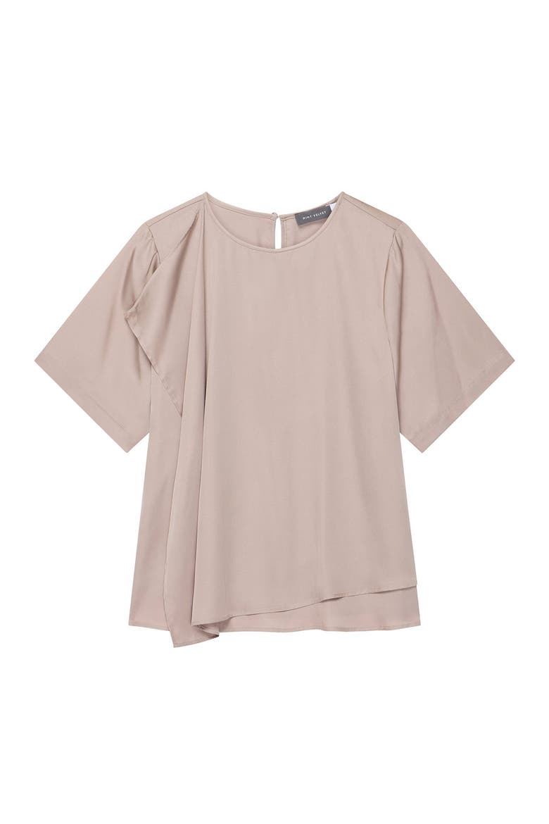 Satin Ruffle Front Top, Alternate, color, Neutral