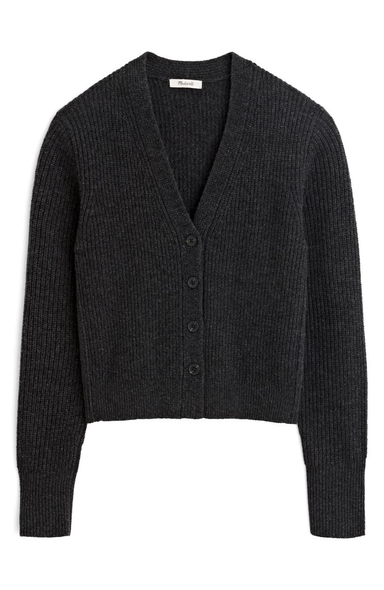 Madewell SoftWool Shrunken V-Neck Cardigan, Main, color,  Heather Coal