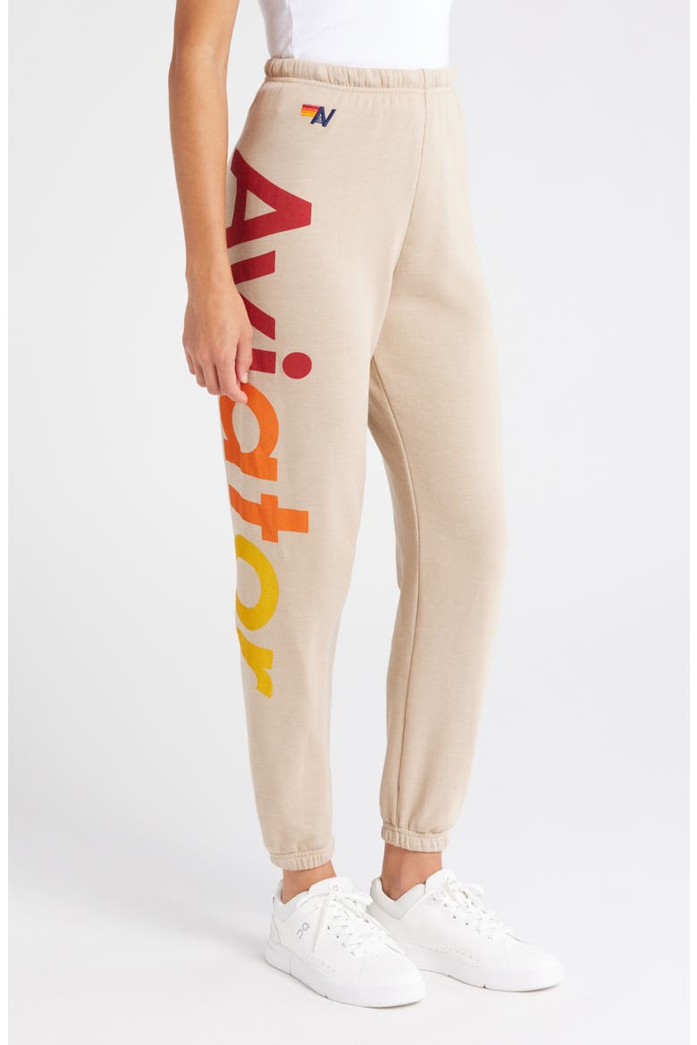 Rainbow Logo Sweatpants, Alternate, color, SAND