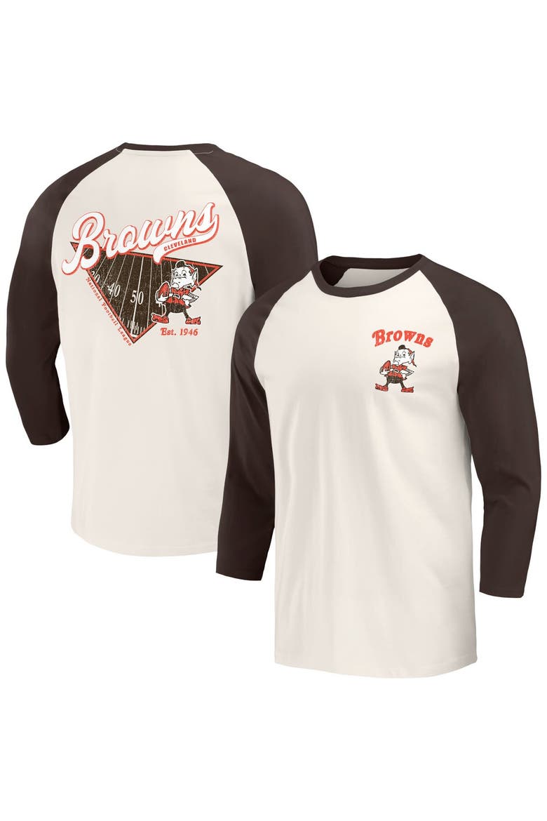 Men's Darius Rucker Collection by Fanatics Brown/White Cleveland Browns Raglan 3/4 Sleeve T-Shirt, Main, color, Brown
