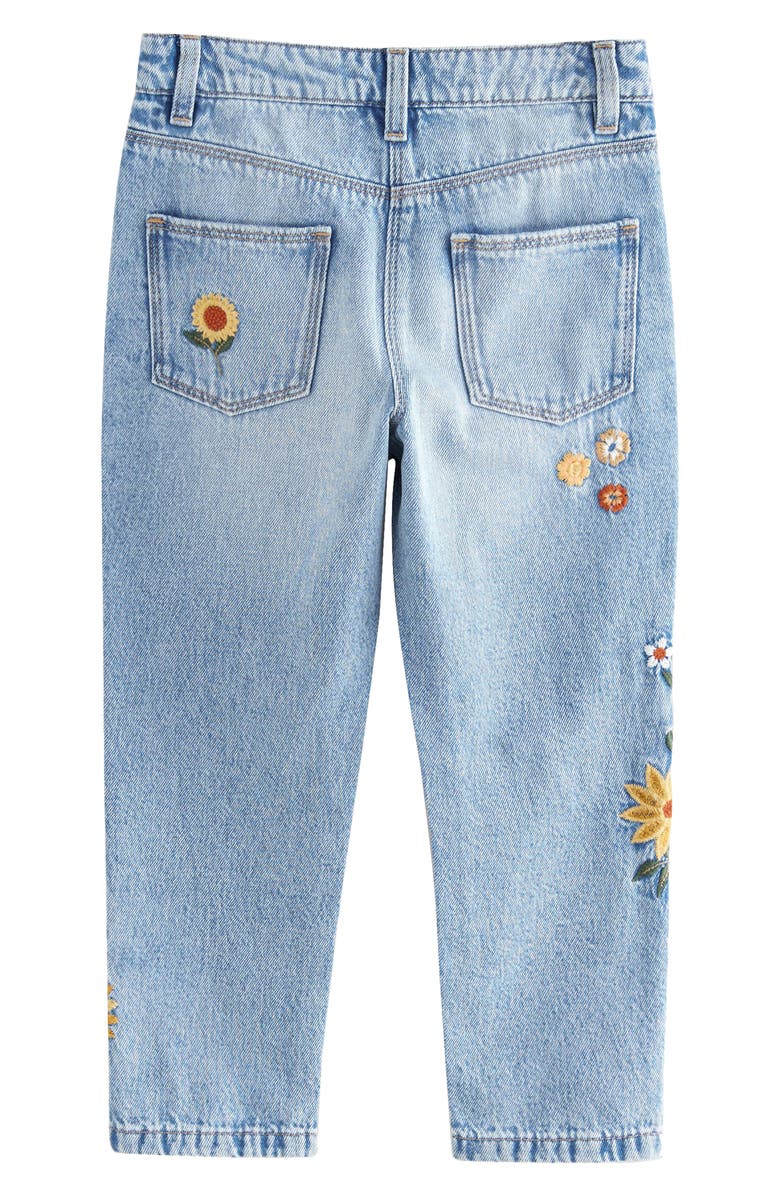 NEXT Kids' Sunflower Embroidered Straight Leg Jeans, Alternate, color, Blue
