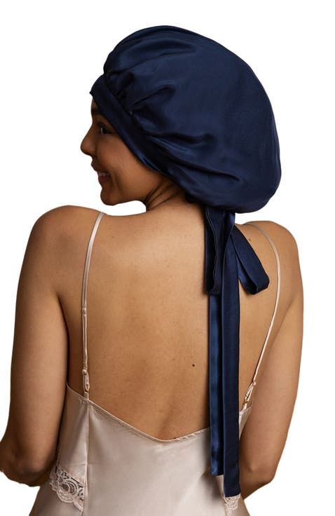 Women's Mulberry Silk Bonnet with Long Ribbons