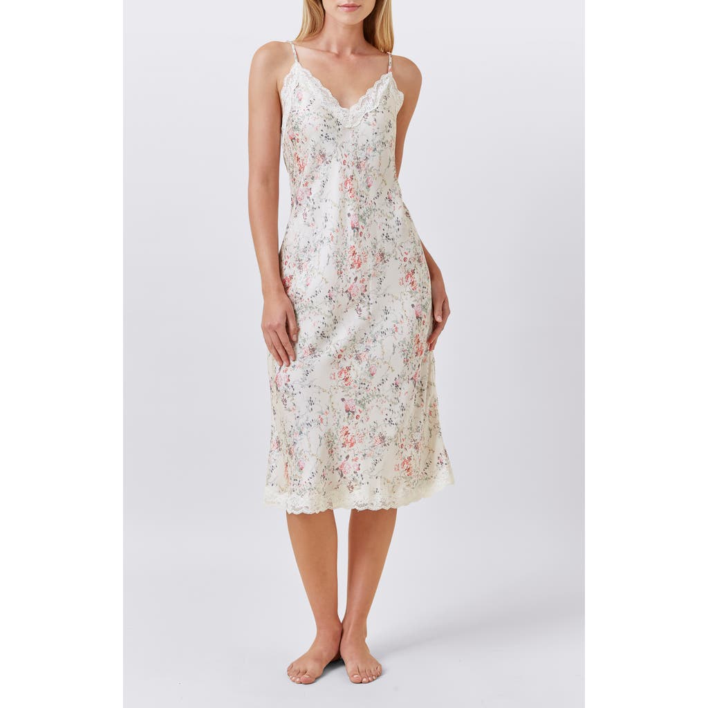 Papinelle Yolly Floral Satin Slip Nightgown In Multi