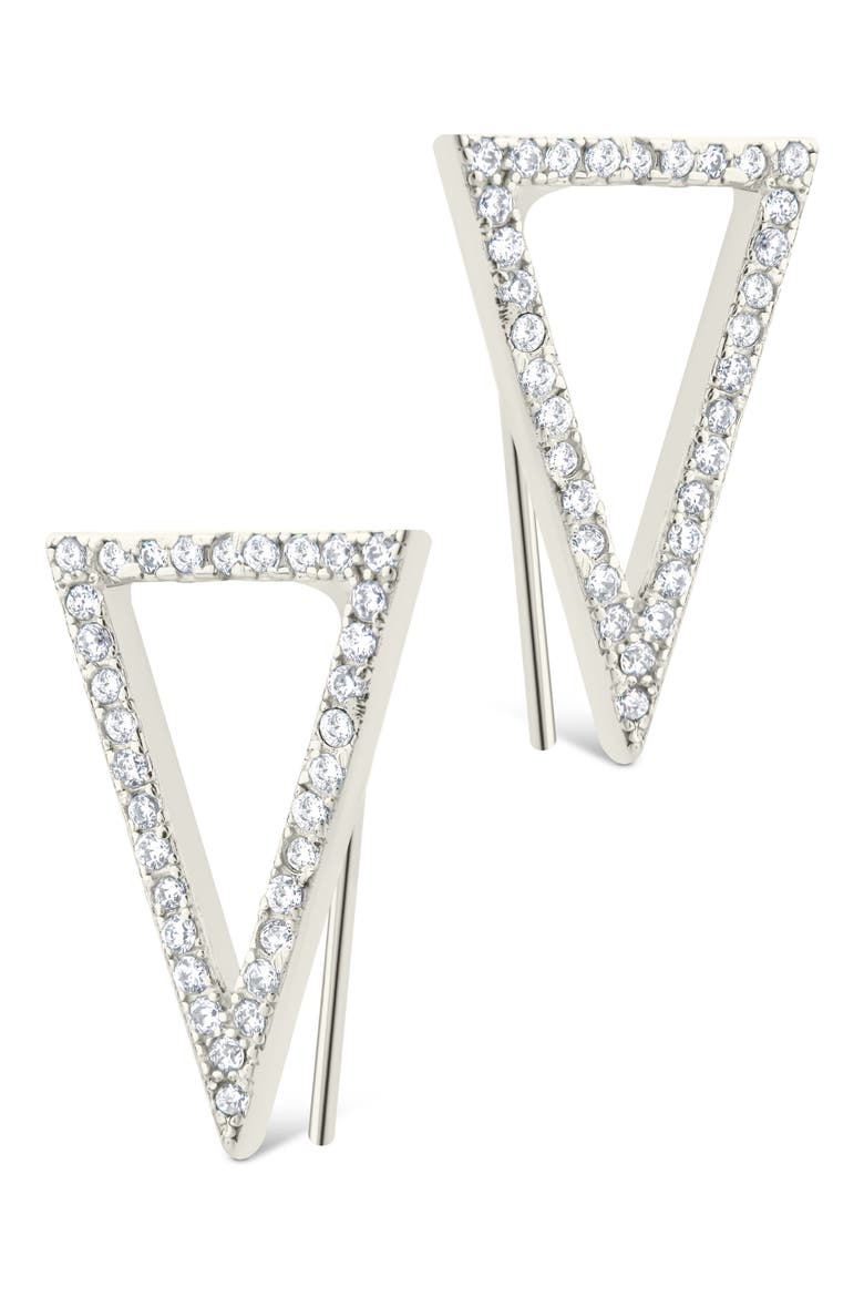 Janine Cubic Zirconia Geometric Threader Earrings, Alternate, color, SILVER