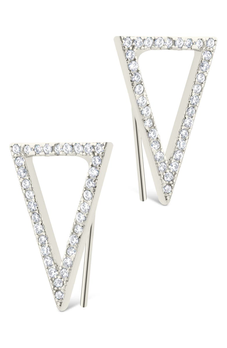 Sterling Forever Janine Cubic Zirconia Geometric Threader Earrings, Alternate, color, Silver