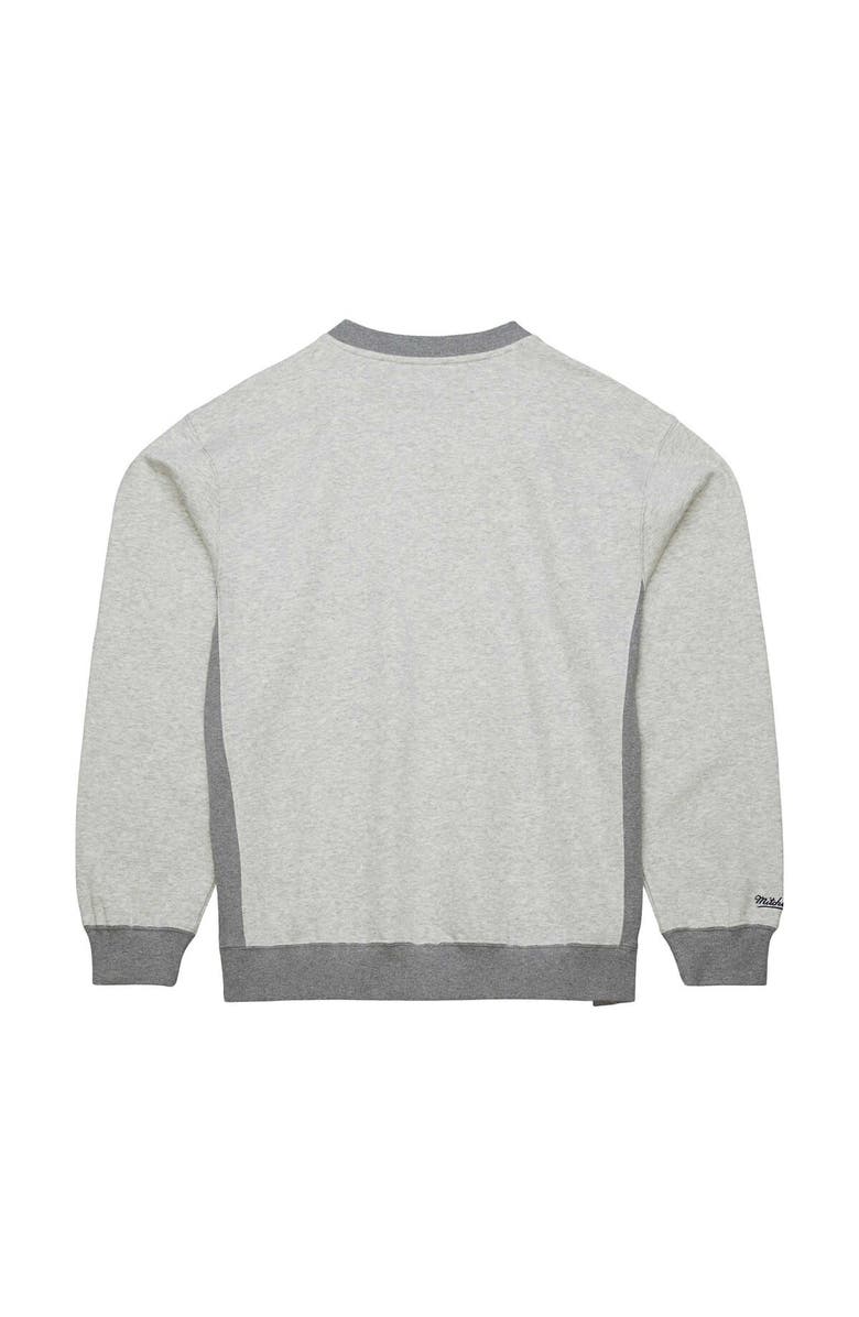 Mitchell & Ness Men's Mitchell & Ness Heather Gray Michigan Wolverines Arched Fleece Crewneck Pullover Sweatshirt, Alternate, color, Heather Gray