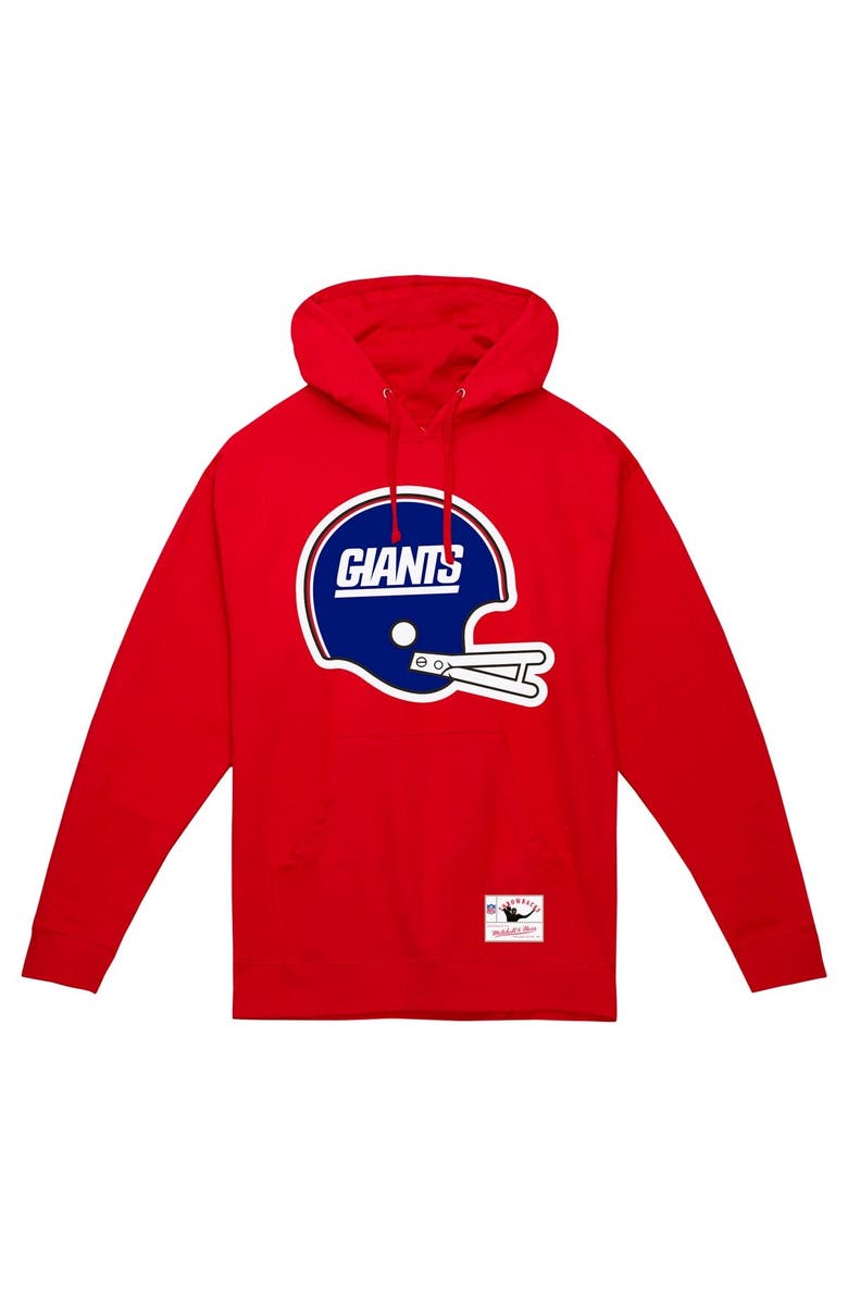 Mitchell & Ness Men's Mitchell & Ness Red New York Giants Helmet Logo Vintage Pullover Hoodie, Alternate, color, 