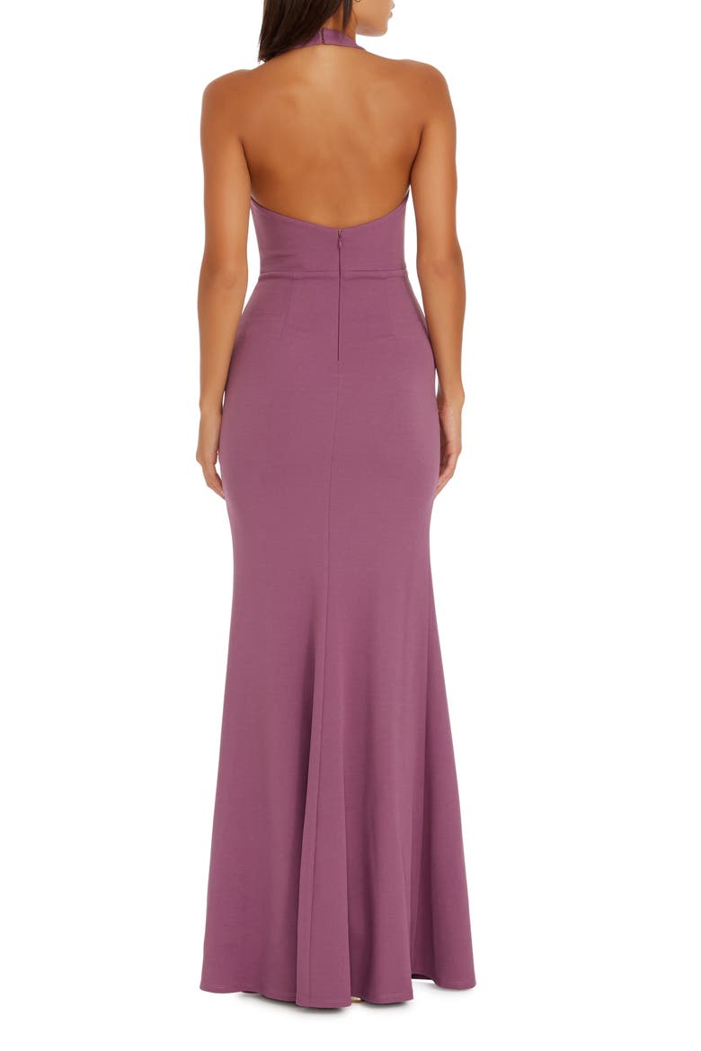 Paige Halter Neck Mermaid Gown, Alternate, color, ORCHID