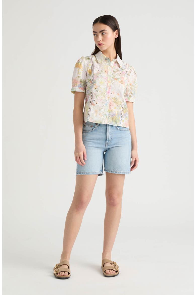 Embroidered Button-Up Shirt, Alternate, color, MULTI FLORAL