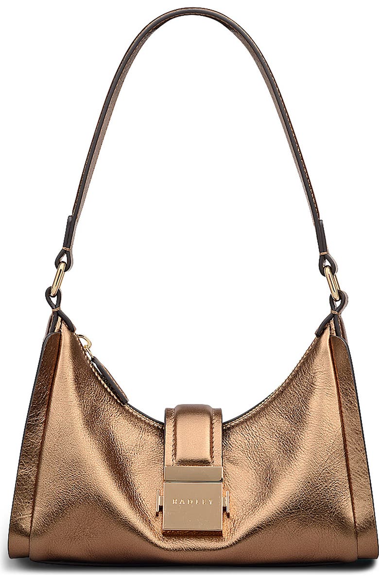 Radley Sloane Metallic Leather Shoulder Bag, Main, color, Olive Gold