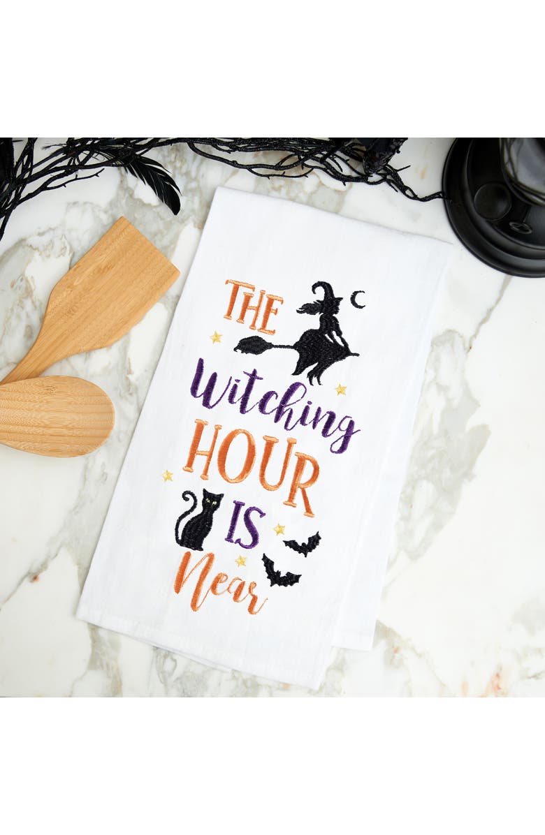 C&F Home The Witching Hour Halloween Cotton Embroidered Flour Sack Kitchen Towel, Alternate, color, White