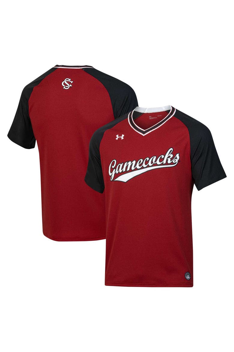 Men's Under Armour Garnet South Carolina Gamecocks Softball V-Neck Jersey, Alternate, color, Garnet