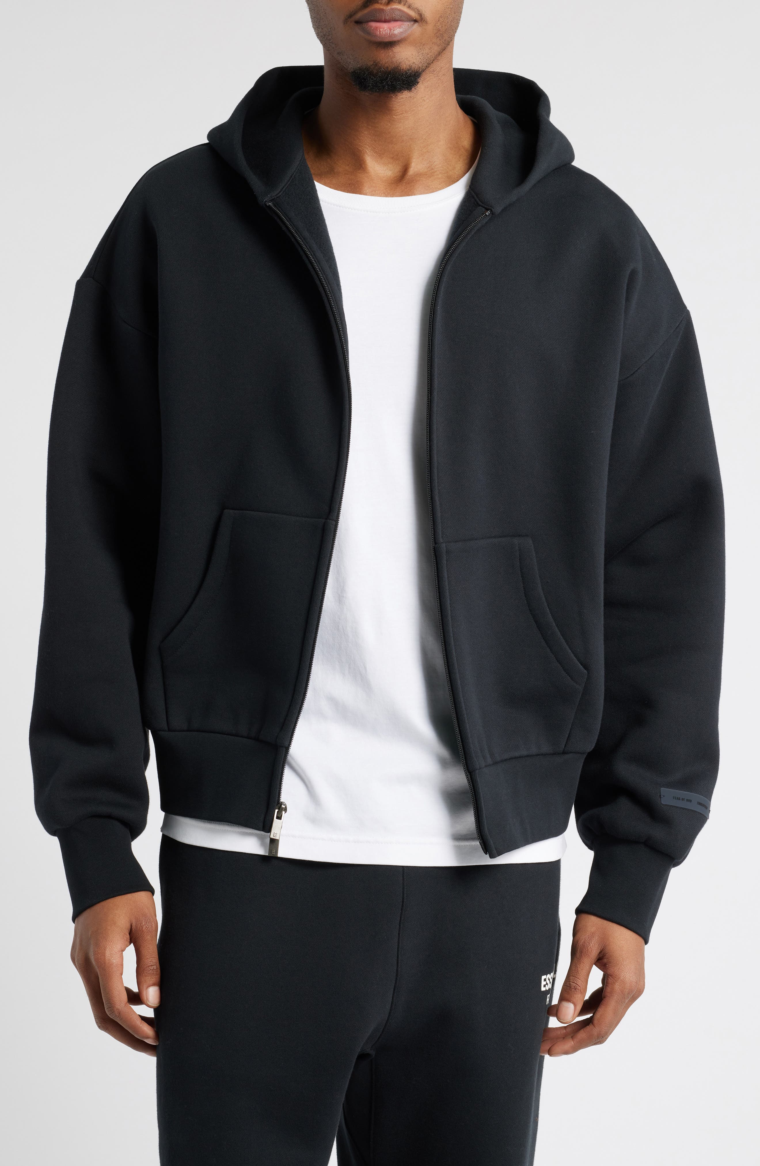 Fear of God Essentials Classic Logo Zip Hoodie (Men) | Nordstrom