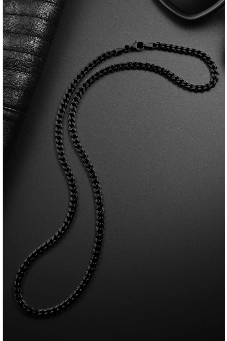 Men's Cuban Link Necklace, Alternate, color, BLACK
