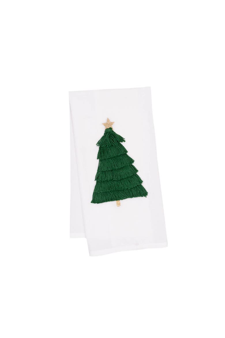 Christmas Tree Fringes Holiday Towel, Main, color, Green