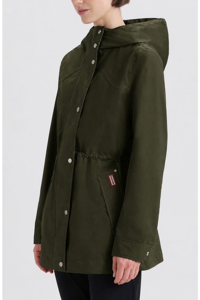 Adela Water Repellent Cotton Canvas Hooded Jacket, Alternate, color, HUNTER GREEN