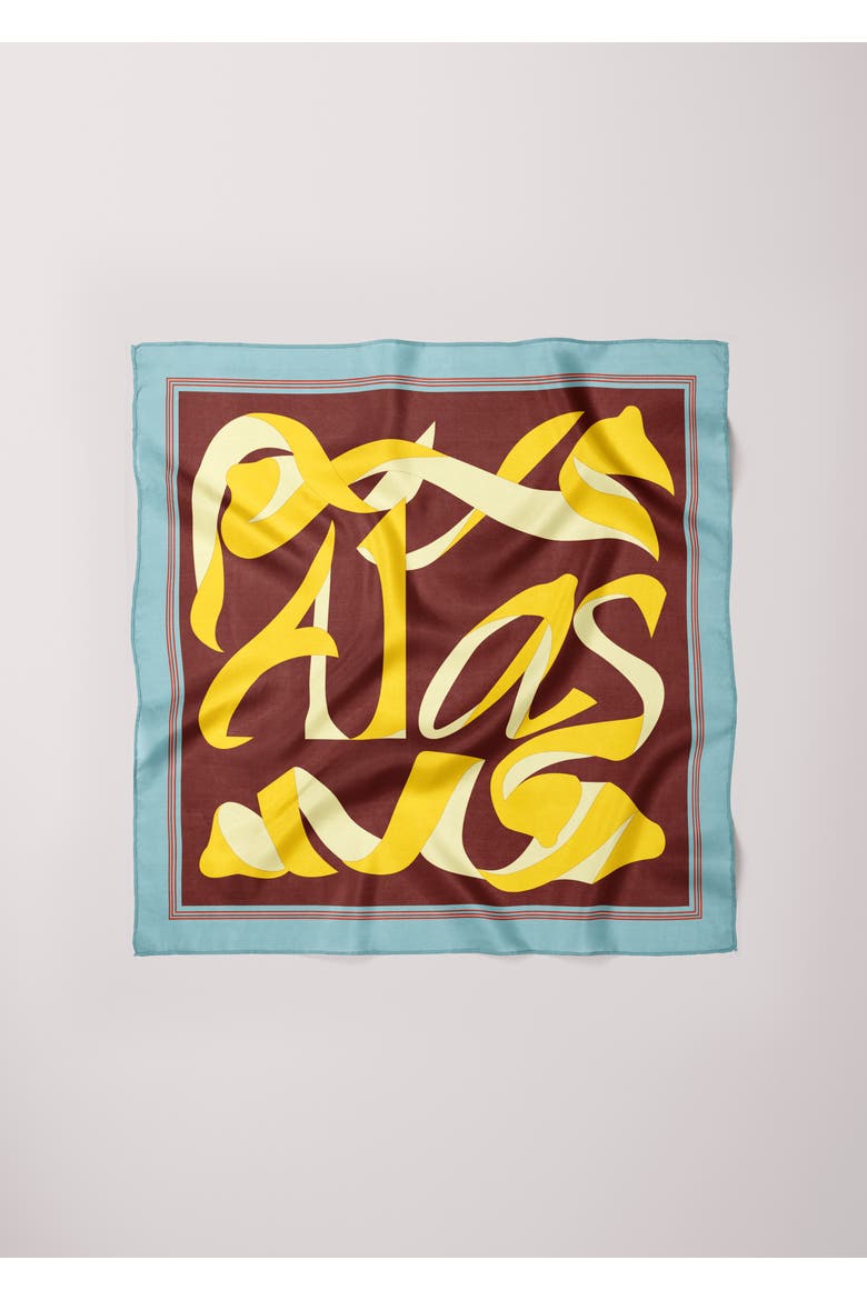 Large Designer Printed Silk Scarf, Main, color, Print 'Apeel' large