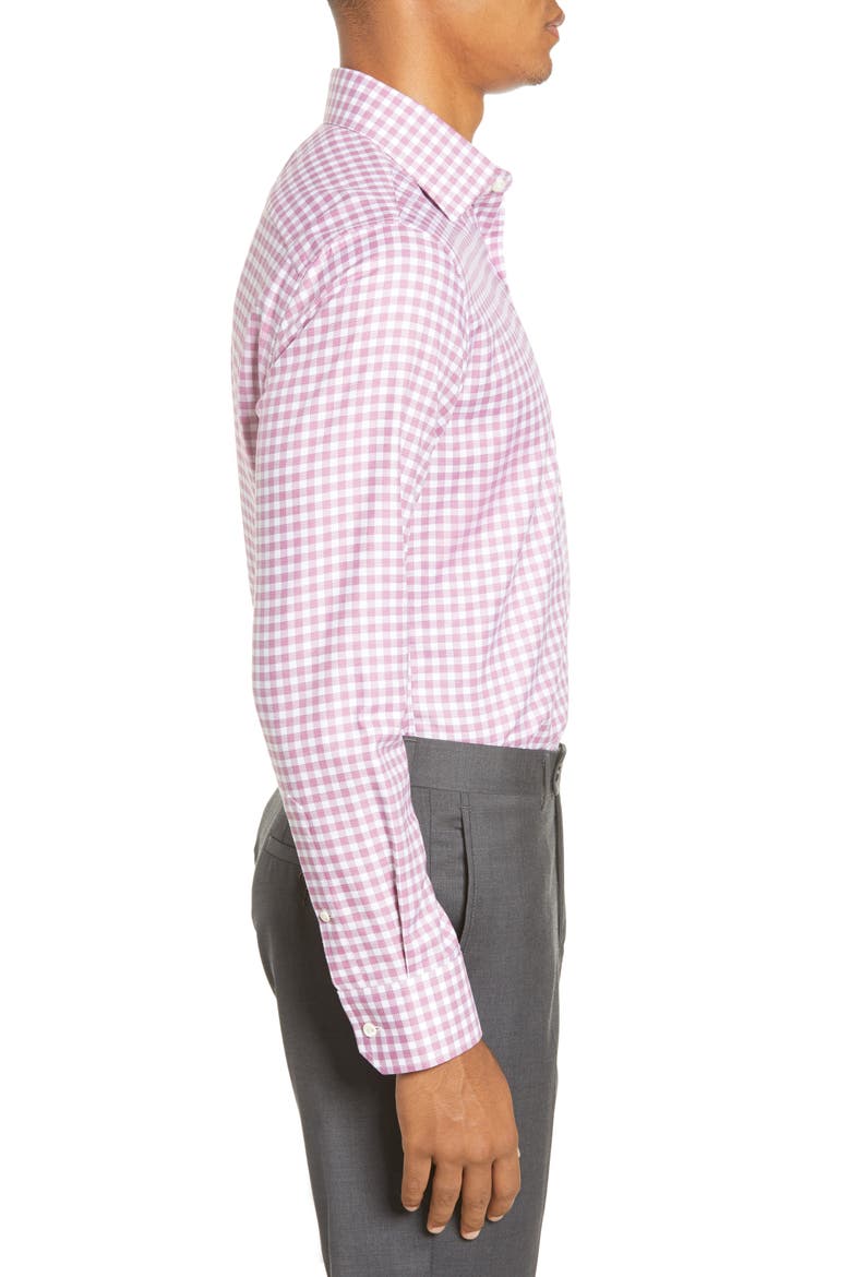 Trim Fit Check Dress Shirt, Alternate, color, TEXTURE ROUGE