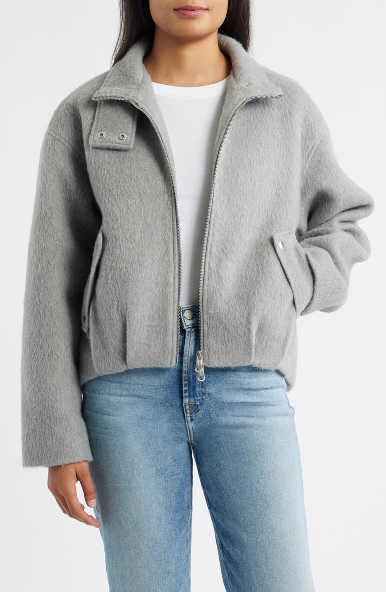 Bernardo Hairy Crop Jacket, Alternate, color, Light Grey