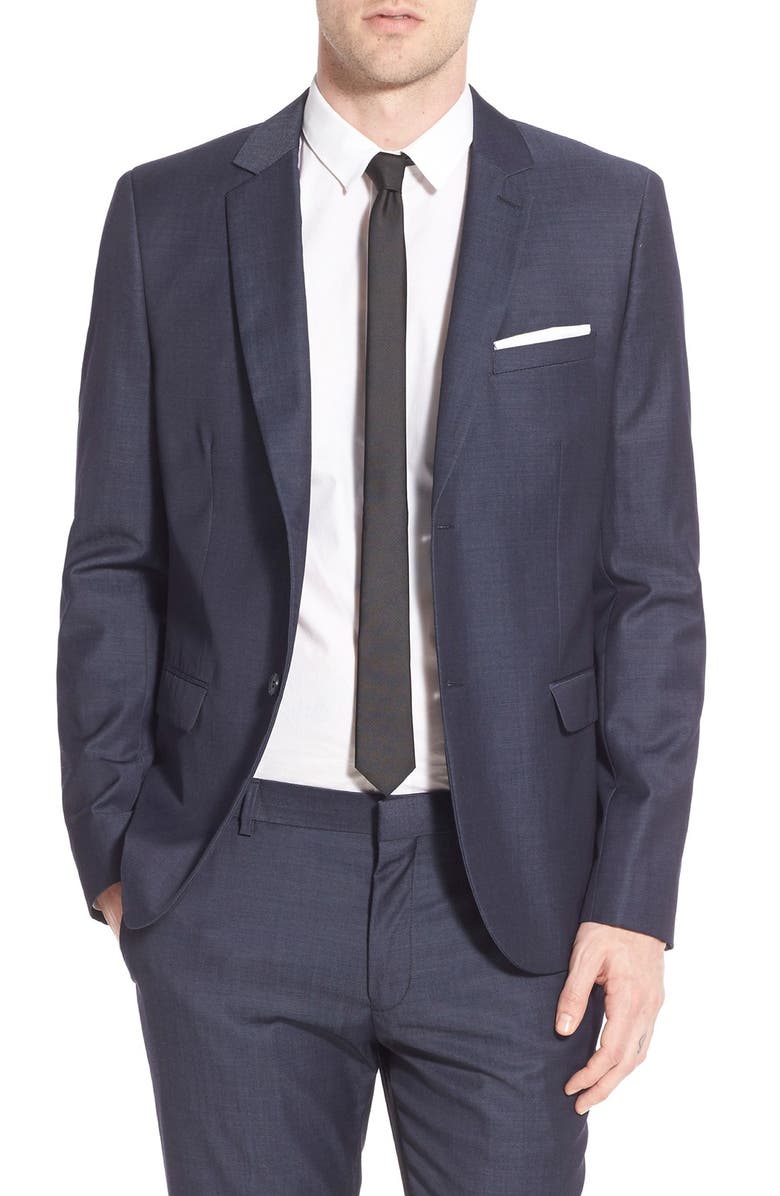 Topman Dark Blue Suit Jacket, Alternate, color,